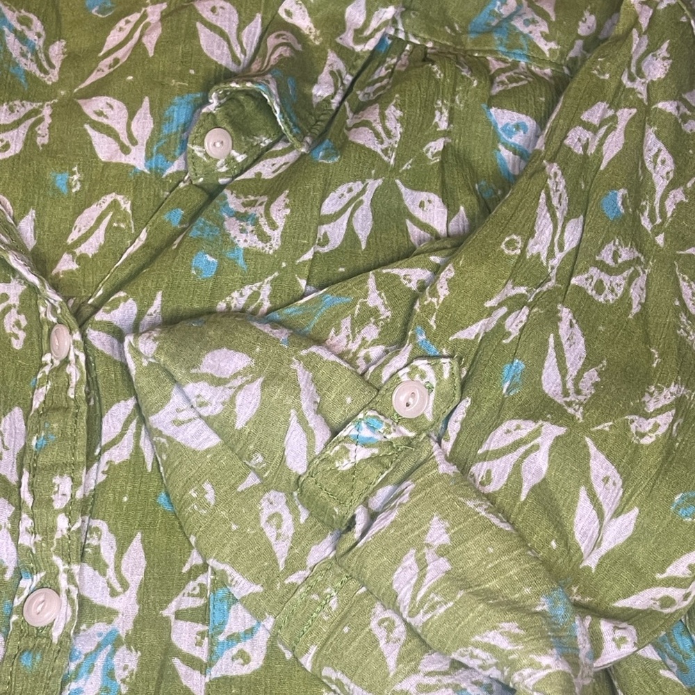 Eddie Bauer Olive and White Floral Button Down Shirt - Picture 7 of 7